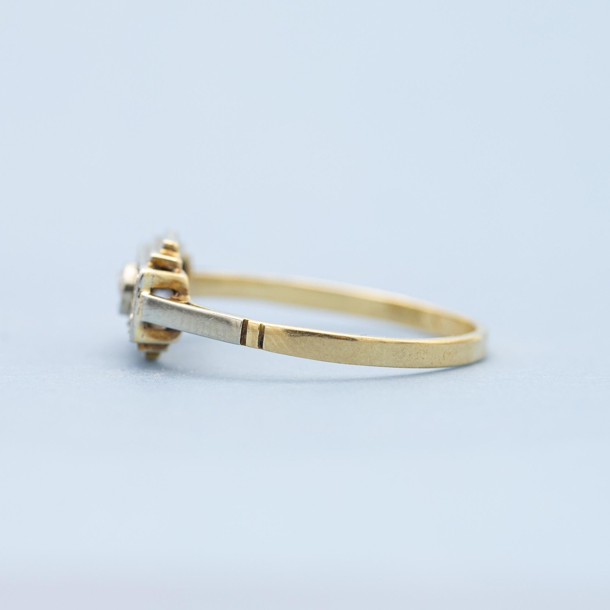 18k Gold diamond tank ring - family heirloom - Art Deco, Antique engagement ring 3