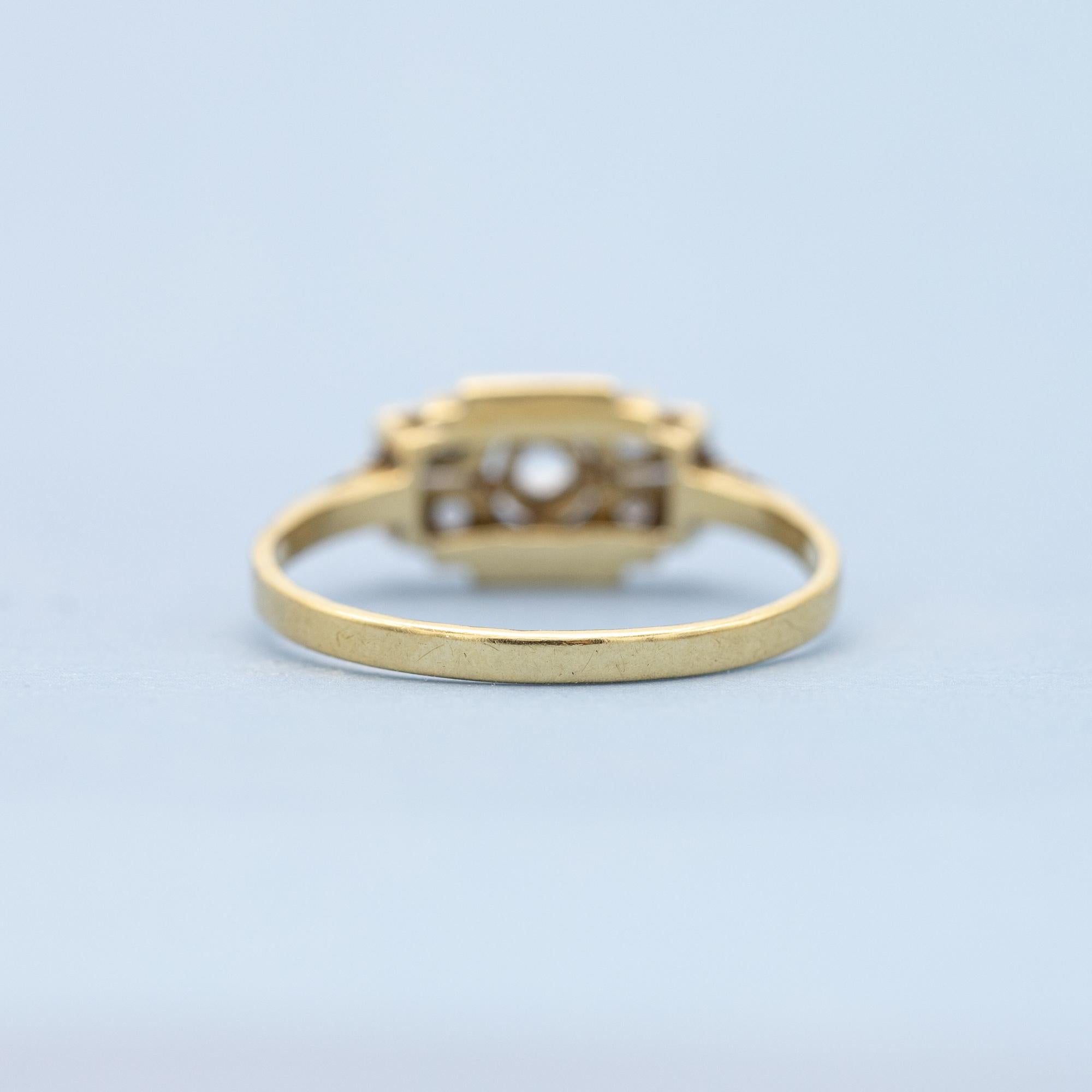18k Gold diamond tank ring - family heirloom - Art Deco, Antique engagement ring 4