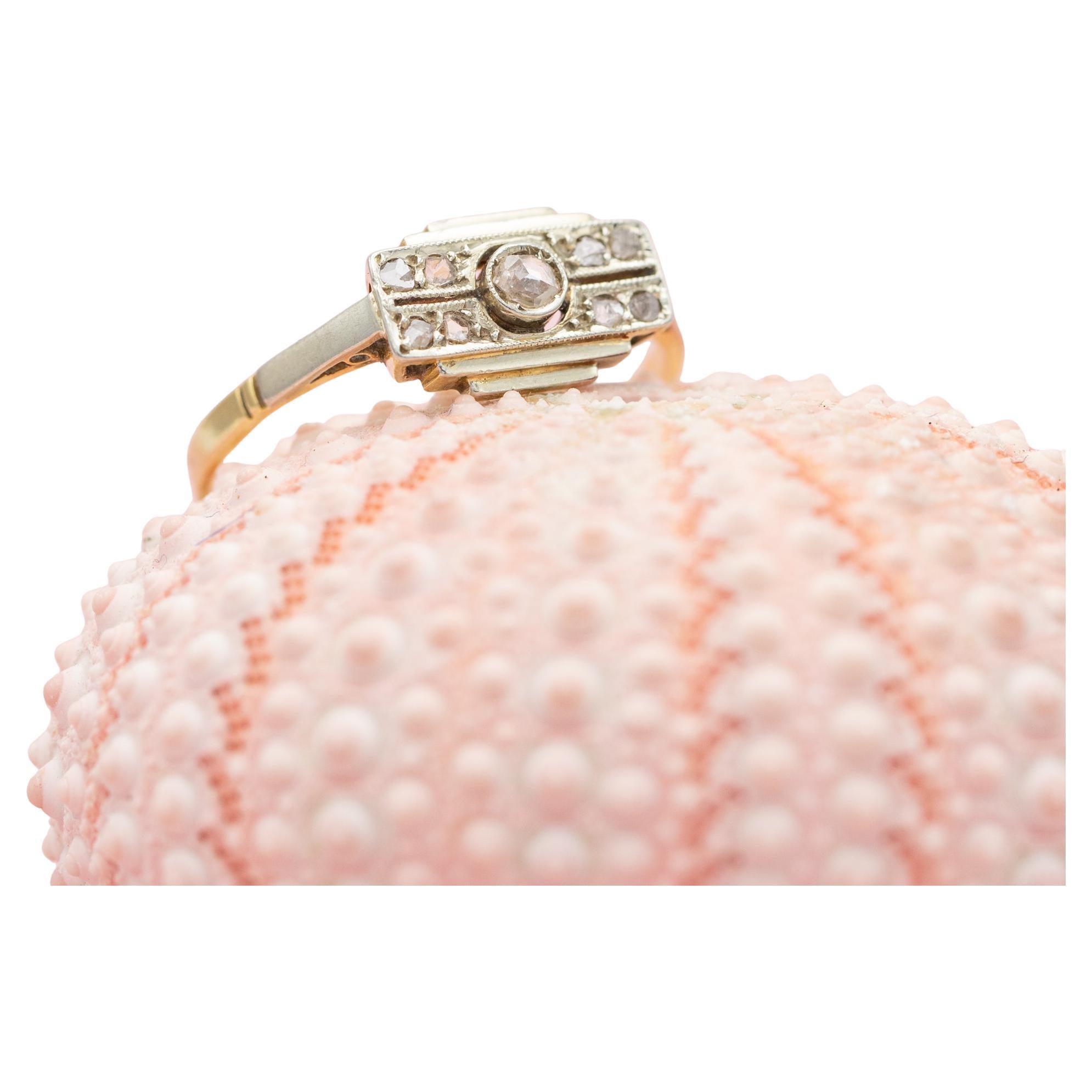 18k Gold diamond tank ring - family heirloom - Art Deco, Antique engagement ring