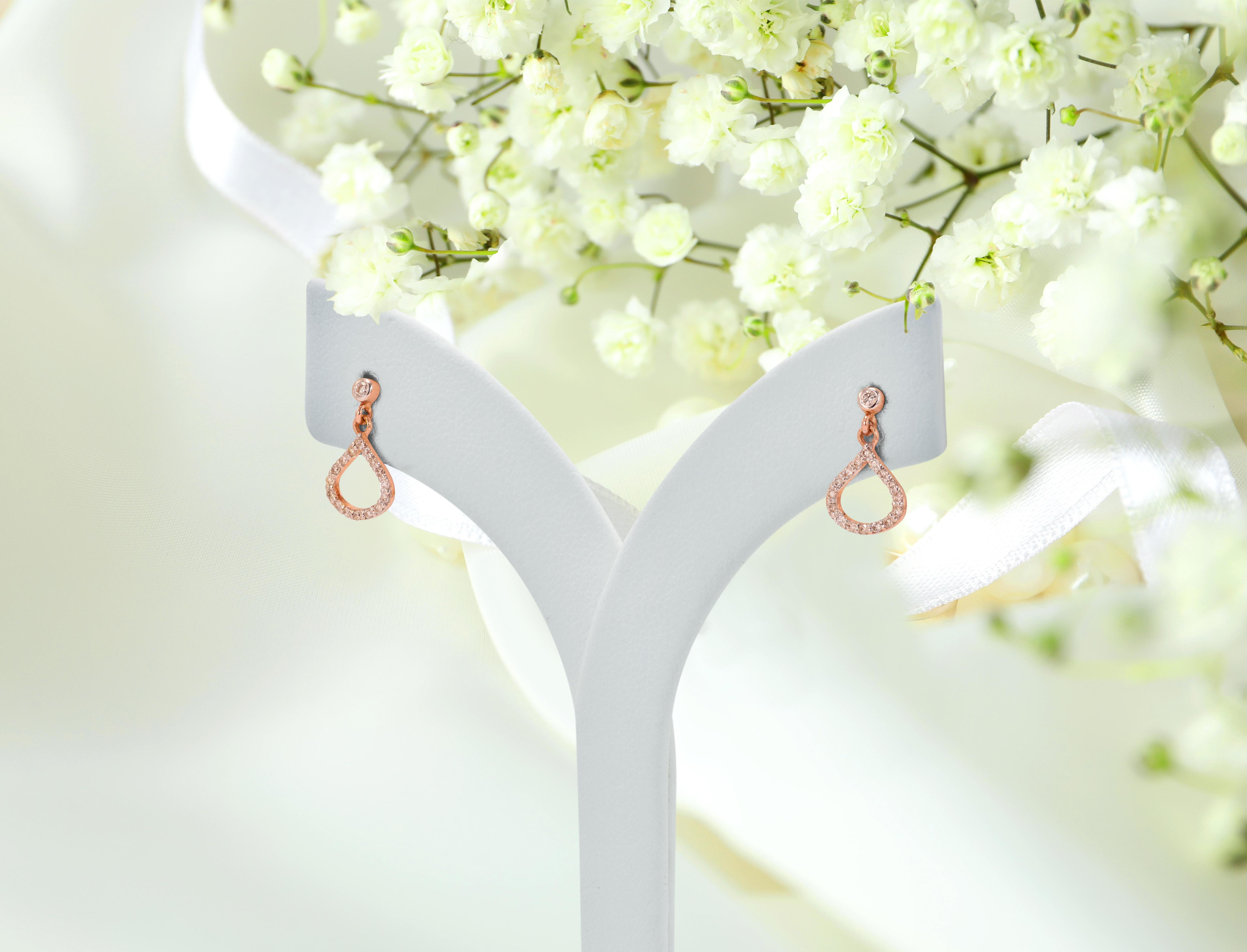 18k Gold Diamond Teardrop Studs Wedding Stud Earrings Bridal Earrings For Sale 3