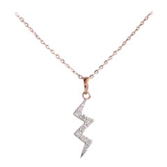 18k Gold Diamond Thunderbolt Necklace Diamond Lightening Tiny Bolt Necklace