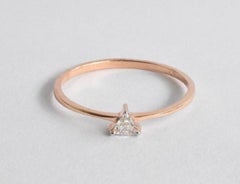 18k Gold Diamond Triangle Solitaire Diamond Triangle Ring