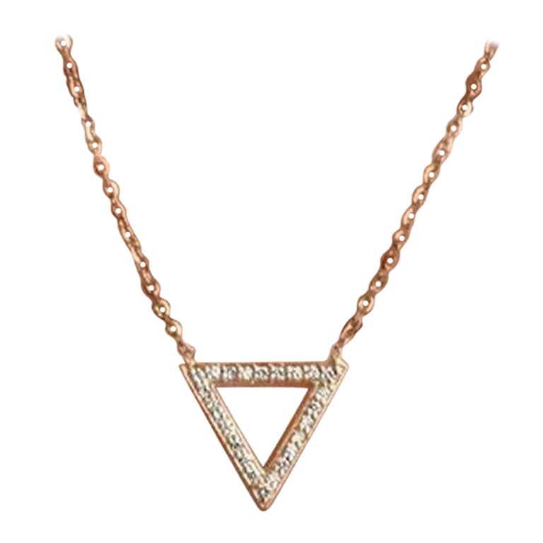 Collar Triángulo de Diamantes de Oro de 18k Colgante Triángulo Abierto de Diamantes Trillón en venta