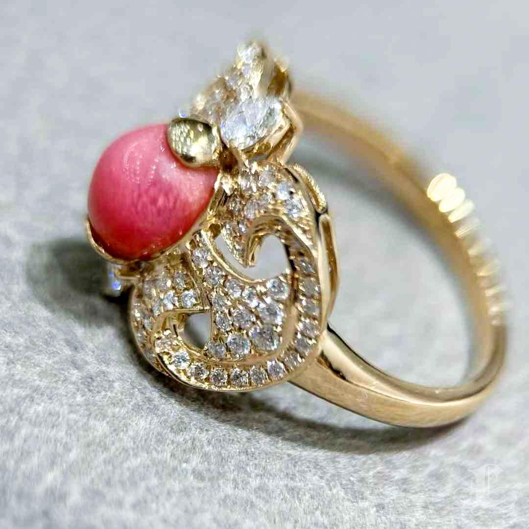Women's 【Conchéa】Flaming Grace Vintage Conch Pearl & Diamond Ring — 1.65ct For Sale