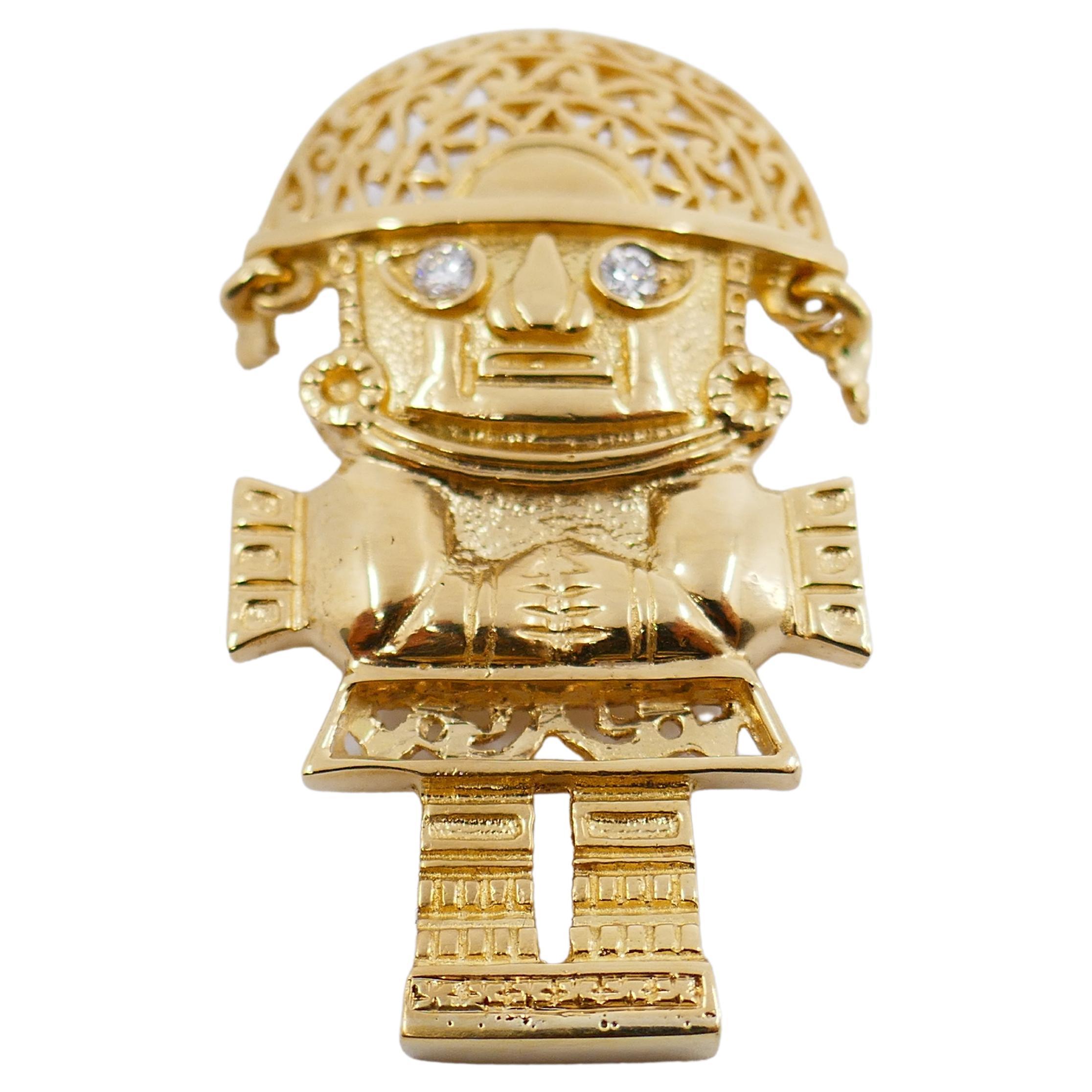 A cute and fun vintage pendant made of 18k gold, features diamond.
The pendant designed as a pirate figure wearing a hat. 
This vintage piece was meticulously crafted by using various goldsmith technics. The hat and part of the clothing is