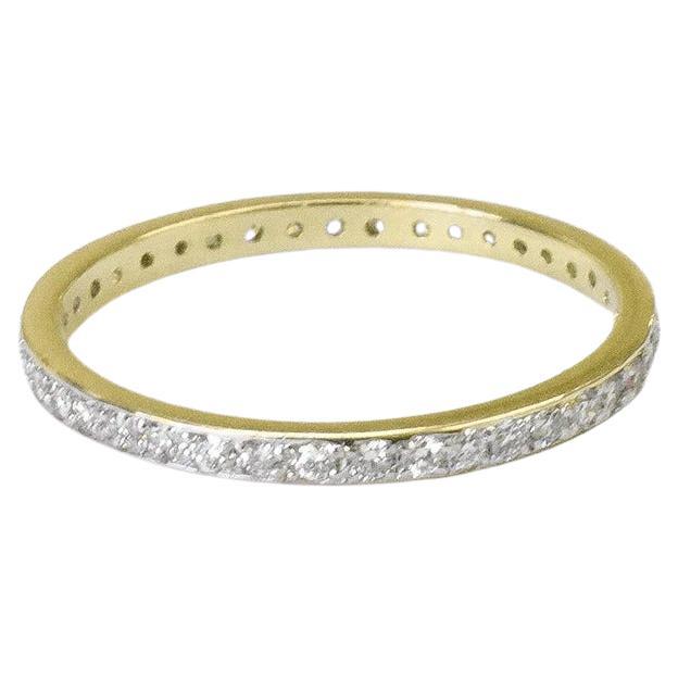 18k Gold Diamond Wedding Band Micro Pave Full Eternity Band Diamond Ring