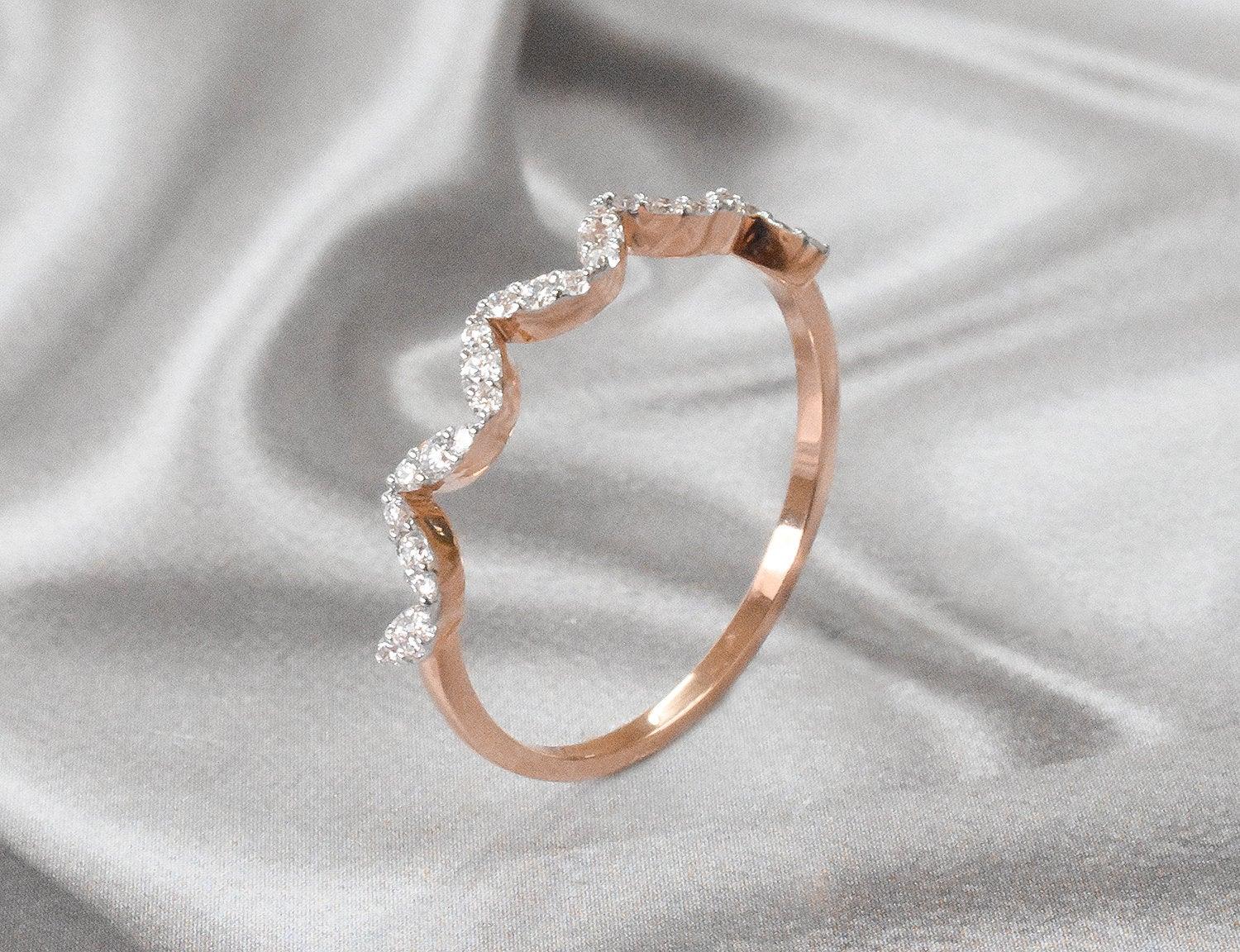 For Sale:  18k Gold Diamond Wedding Band Ring Half Eternity Ring Engagement Ring 6