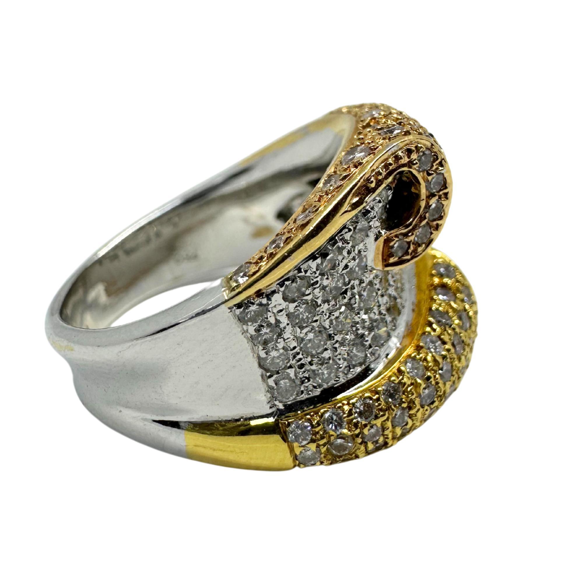 18K Gold Diamant Ring mit breitem Band (Rundschliff) im Angebot