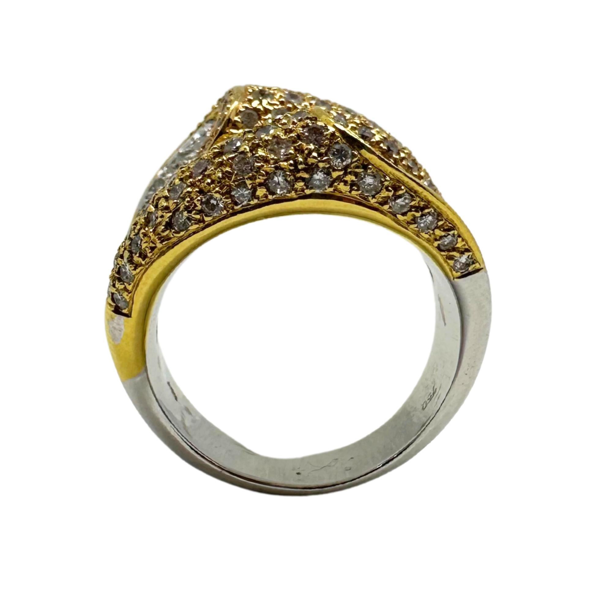 18K Gold Diamant Ring mit breitem Band im Zustand „Gut“ im Angebot in New York, NY
