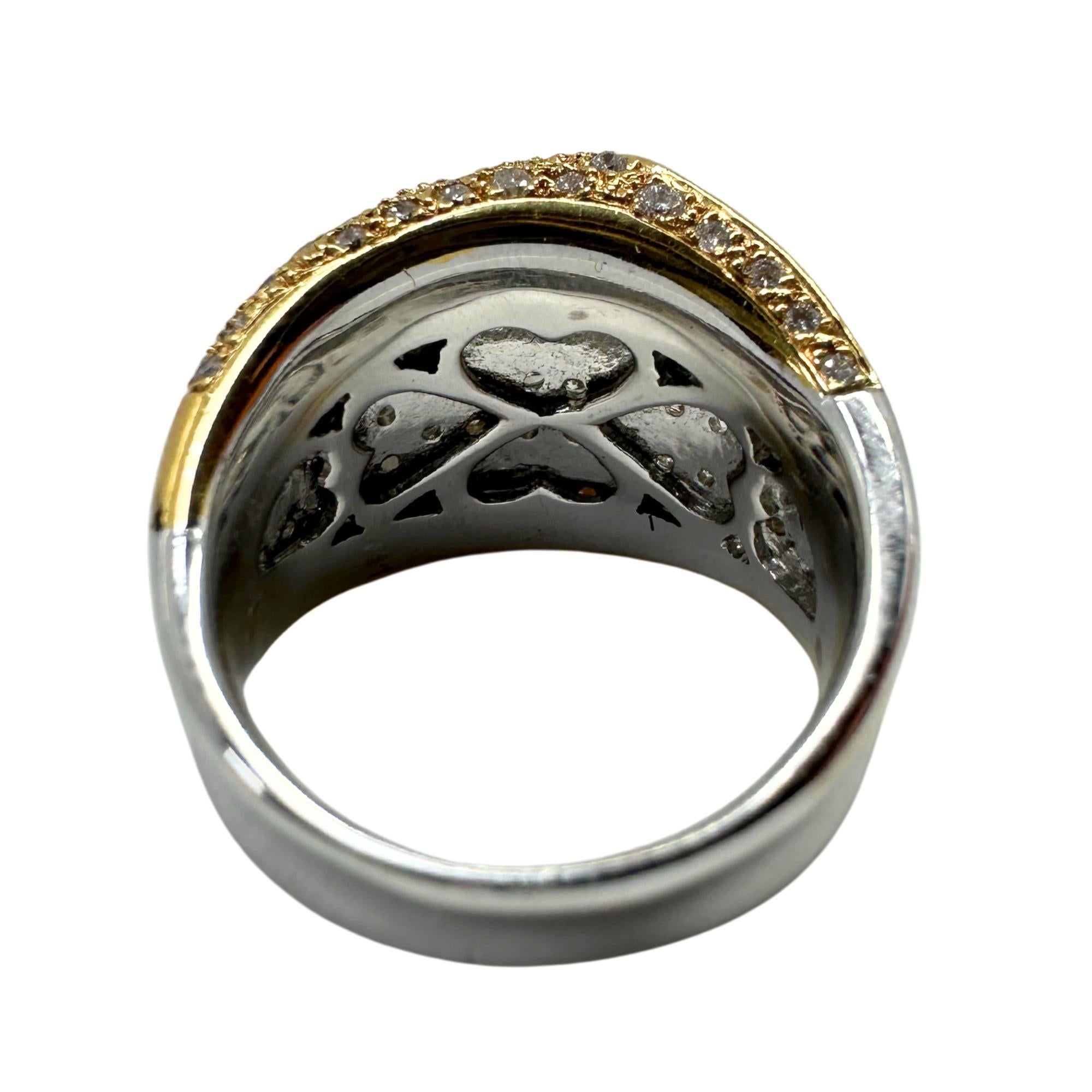 18K Gold Diamant Ring mit breitem Band Damen im Angebot