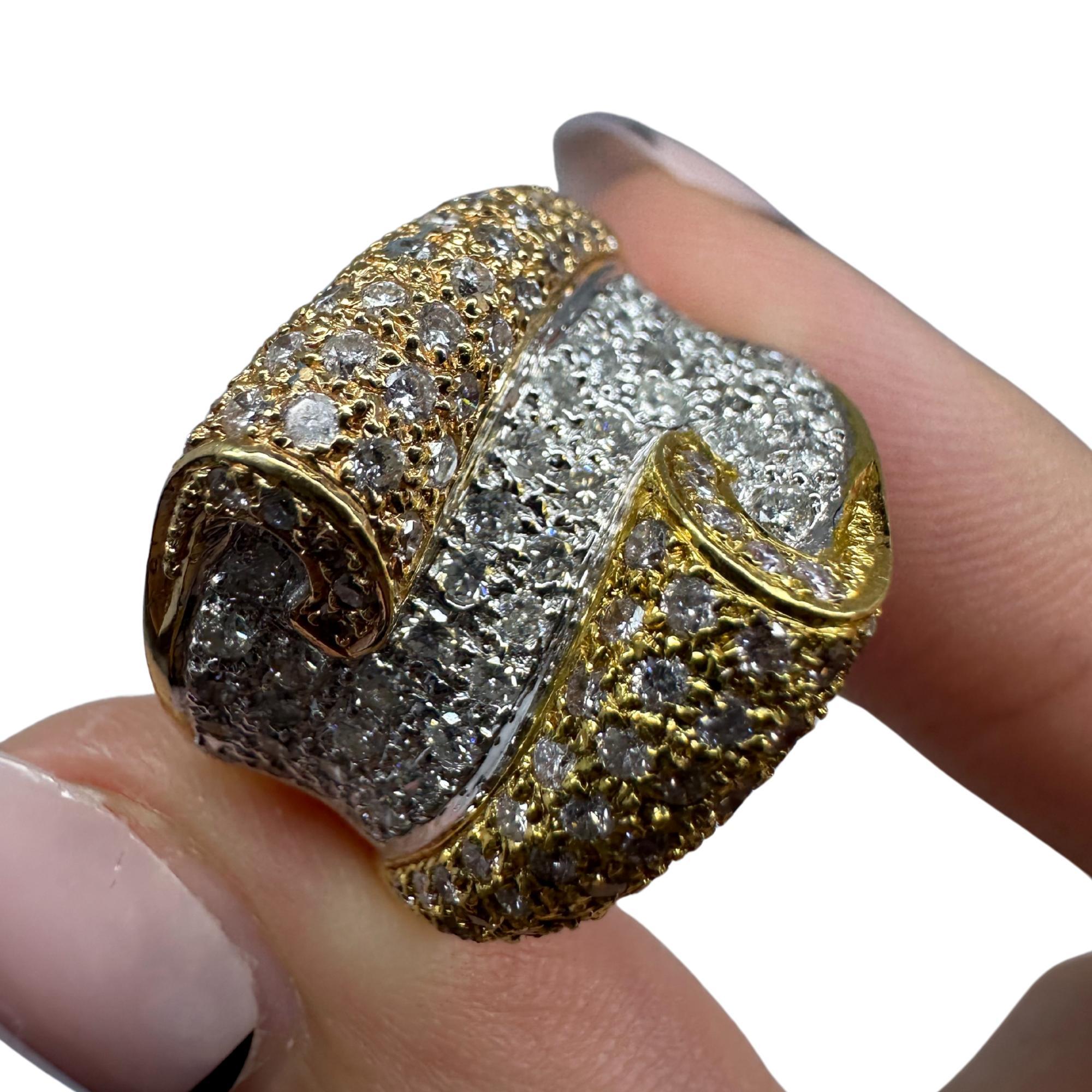 18K Gold Diamant Ring mit breitem Band im Angebot 2