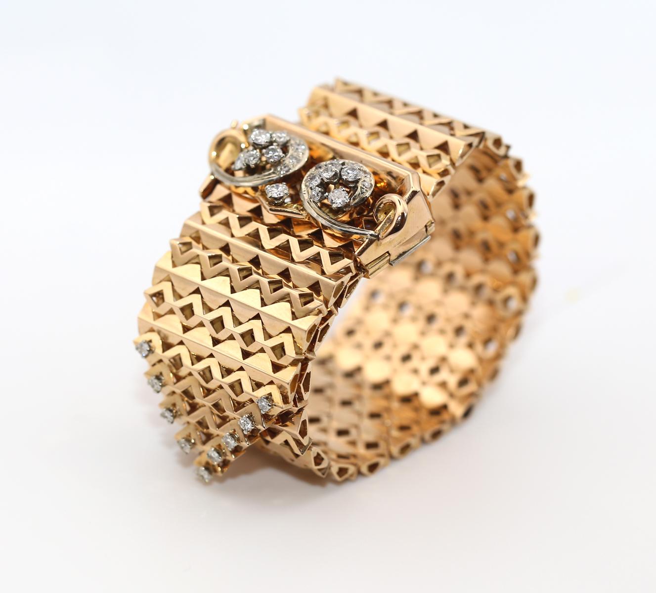 Bracciale da cintura in oro 18K con diamanti, qualsiasi dimensione, 1950 in vendita 7