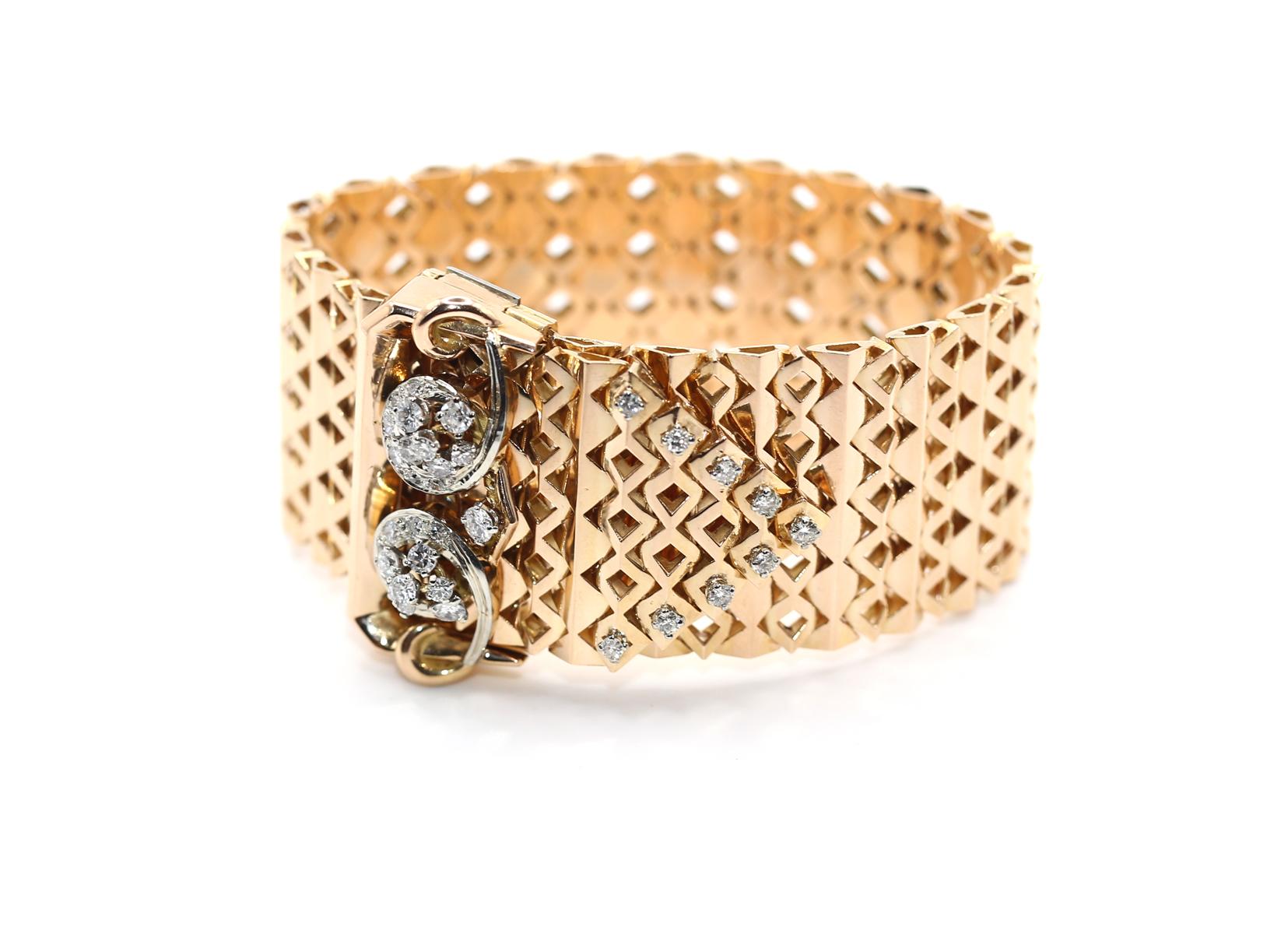 Bracciale da cintura in oro 18K con diamanti, qualsiasi dimensione, 1950 in vendita 4