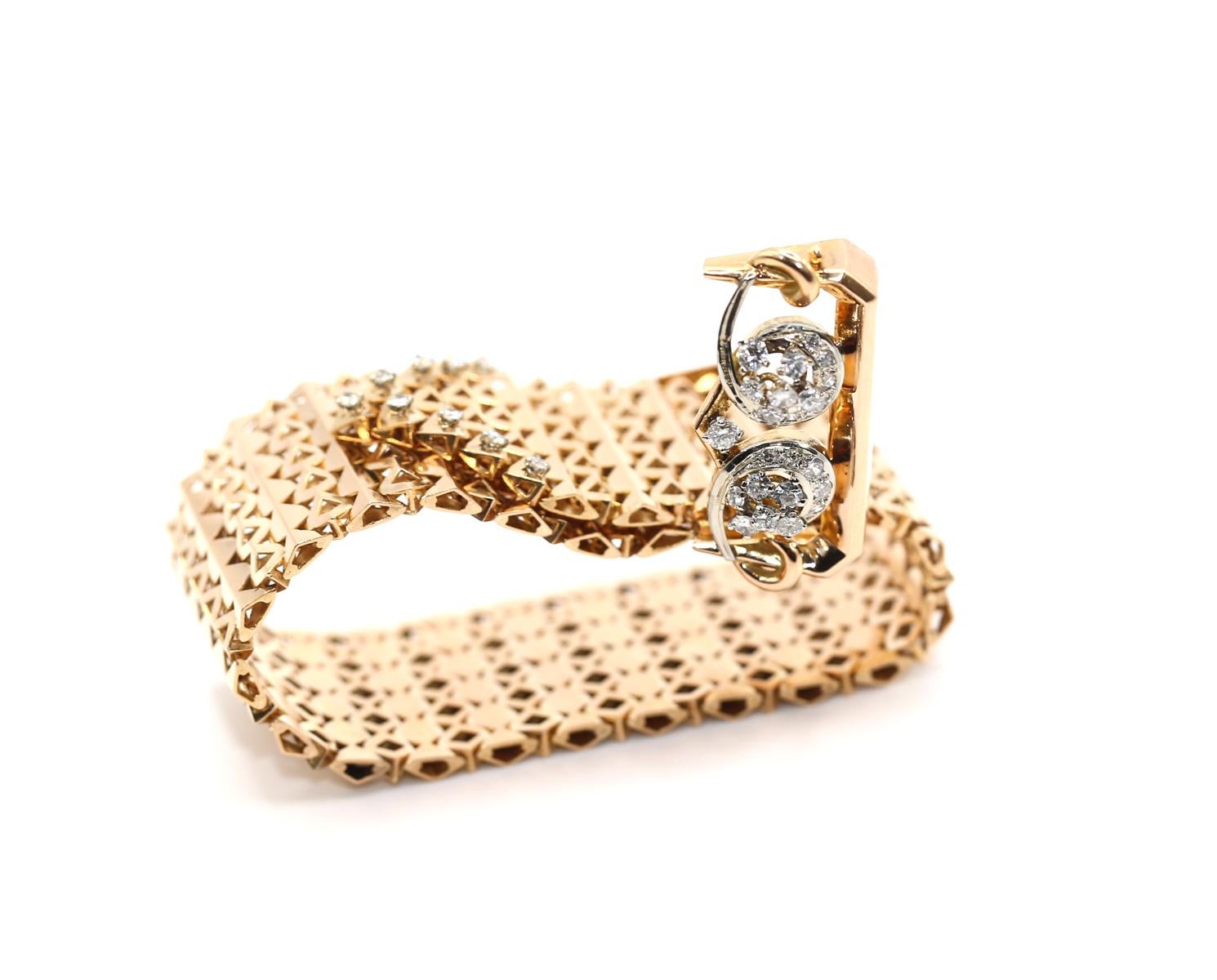 Moderno Bracciale da cintura in oro 18K con diamanti, qualsiasi dimensione, 1950 in vendita