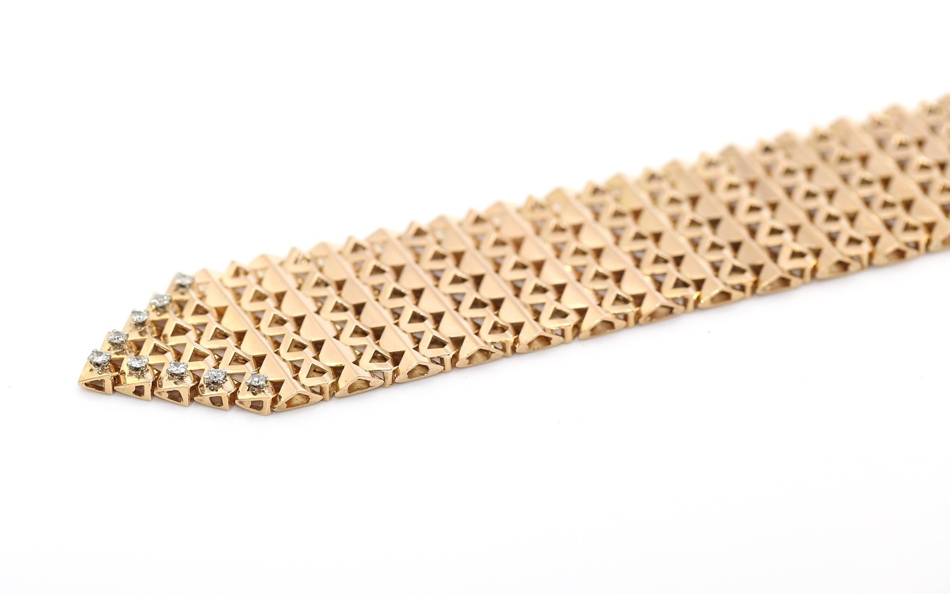 Taglio rotondo Bracciale da cintura in oro 18K con diamanti, qualsiasi dimensione, 1950 in vendita
