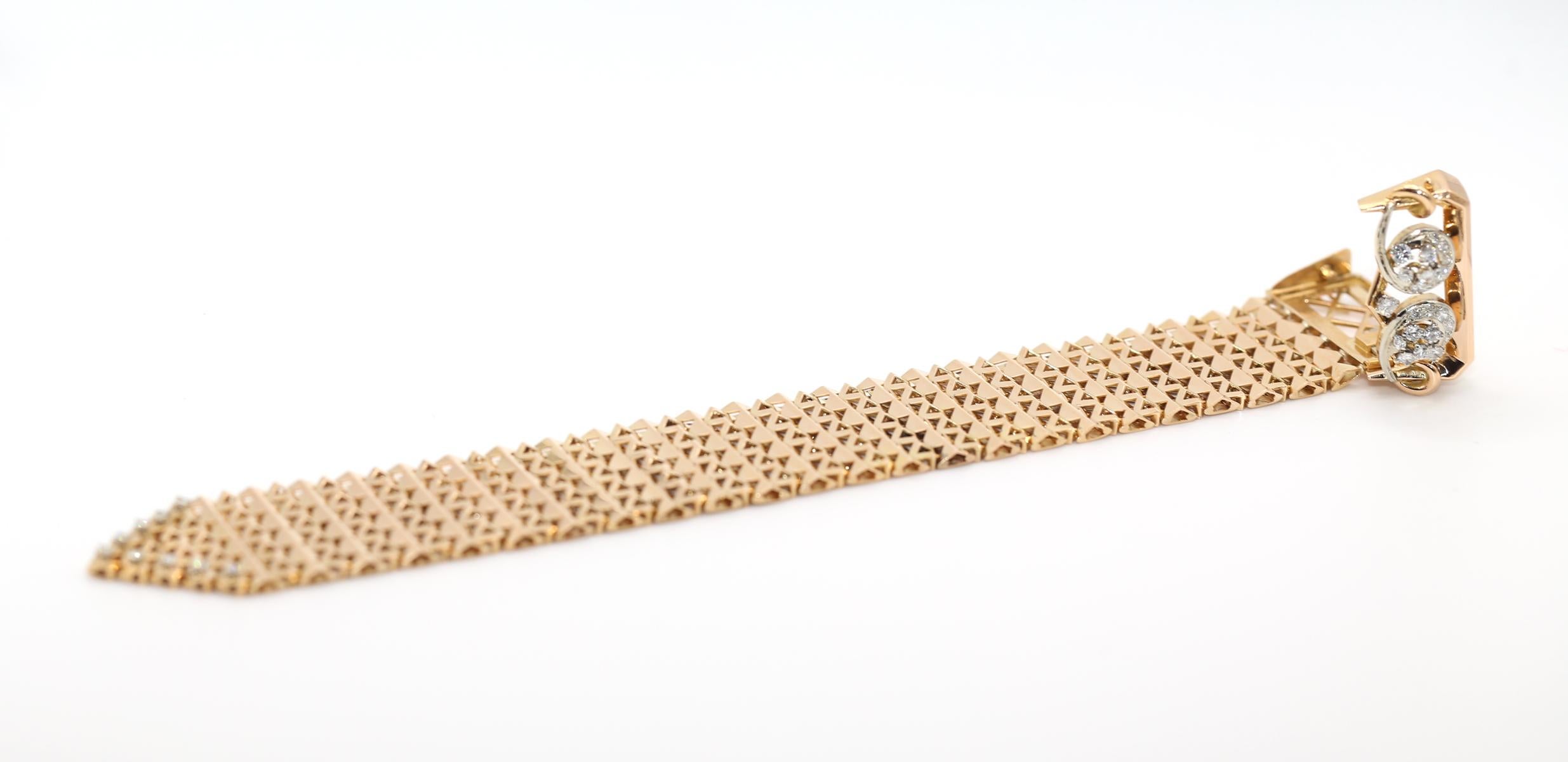 Bracciale da cintura in oro 18K con diamanti, qualsiasi dimensione, 1950 In condizioni buone in vendita a Herzelia, Tel Aviv
