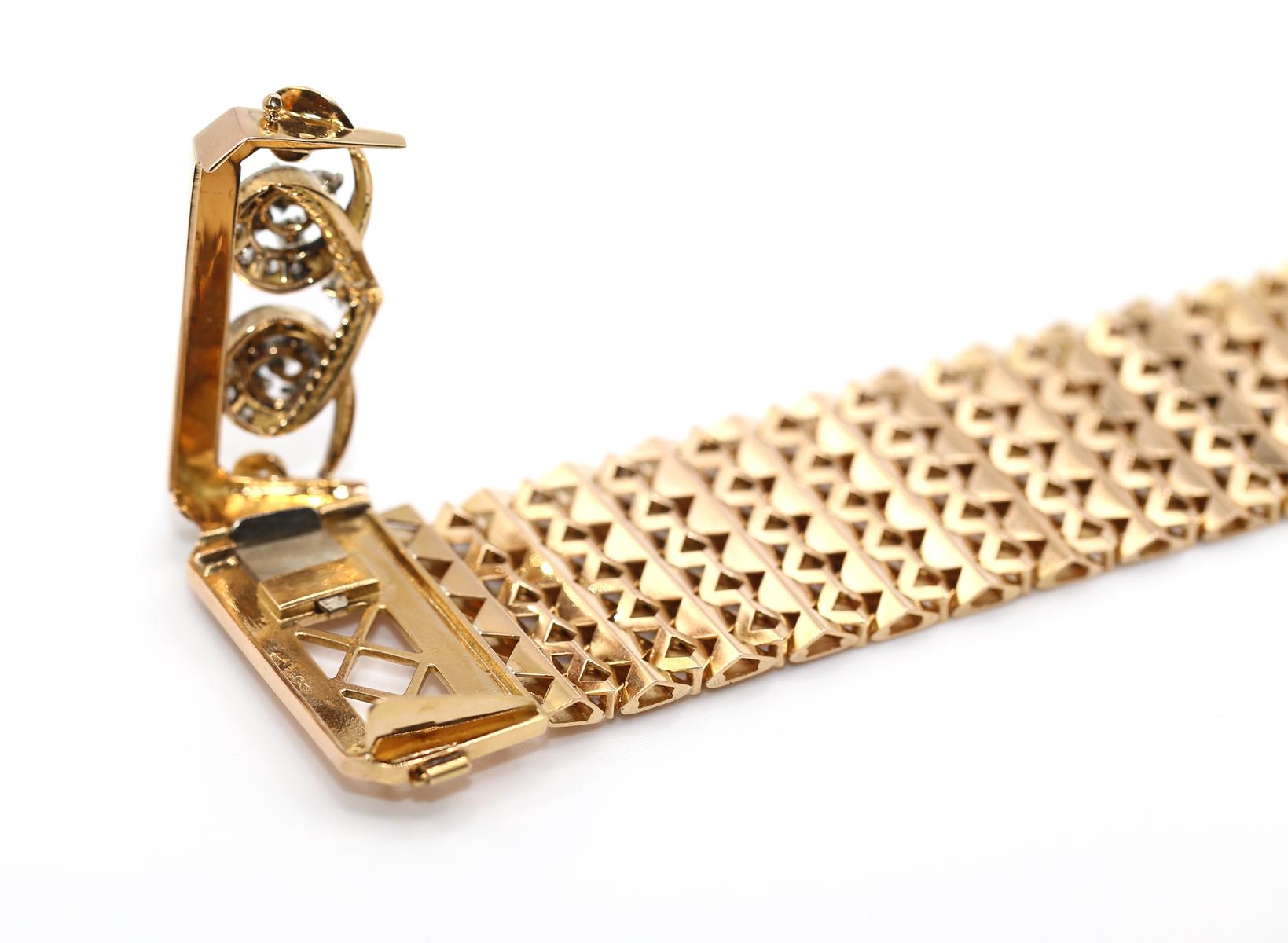 Donna Bracciale da cintura in oro 18K con diamanti, qualsiasi dimensione, 1950 in vendita