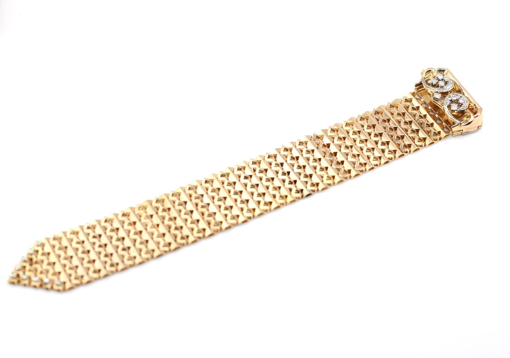 Bracciale da cintura in oro 18K con diamanti, qualsiasi dimensione, 1950 in vendita 1