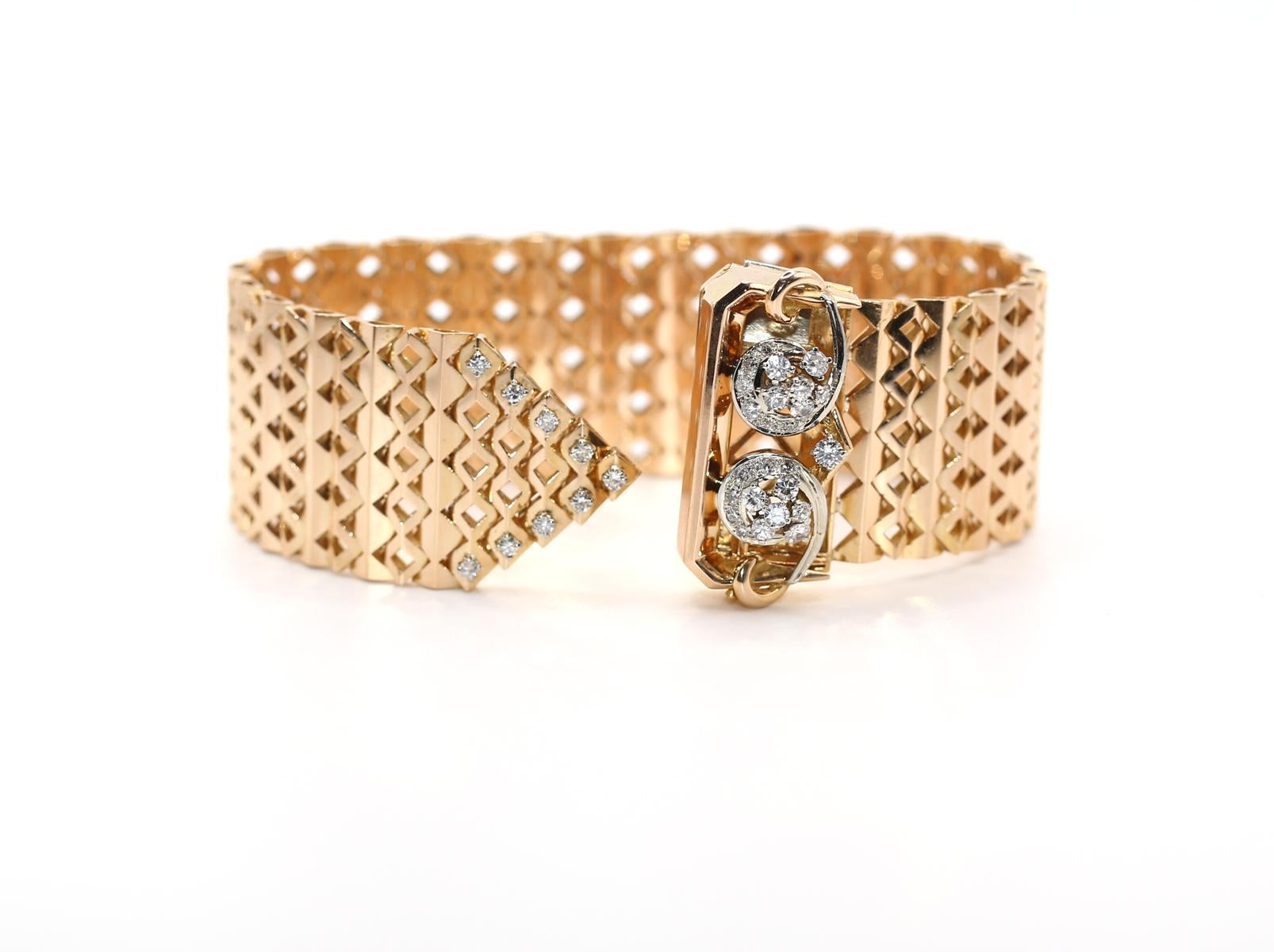 Bracciale da cintura in oro 18K con diamanti, qualsiasi dimensione, 1950 in vendita 2