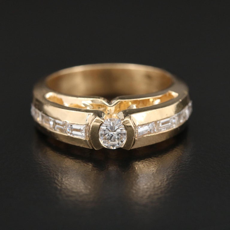 Customizable 18K Gold Diamonds Engagement Ring, Unique Diamond Wedding