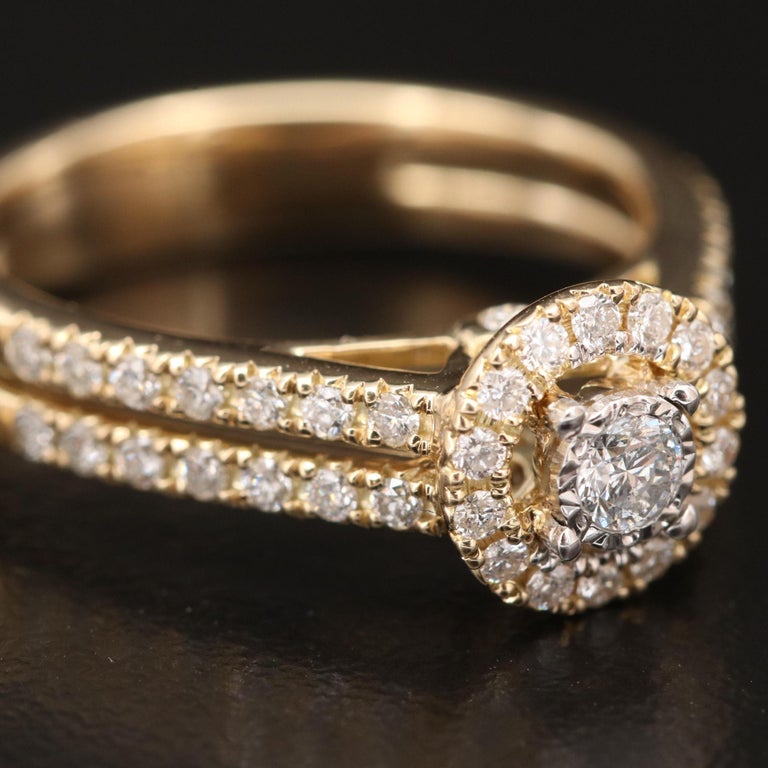 Customizable 18K Gold Diamonds Engagement Ring, Unique Diamond Wedding