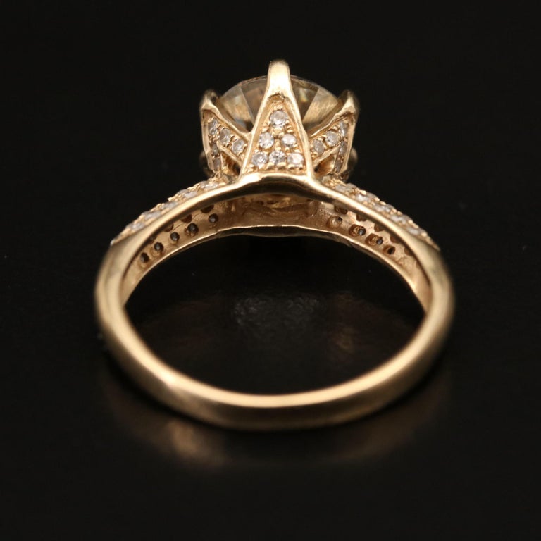 Customizable 18K Gold Diamonds Engagement Ring, Unique Diamonds Wedding
