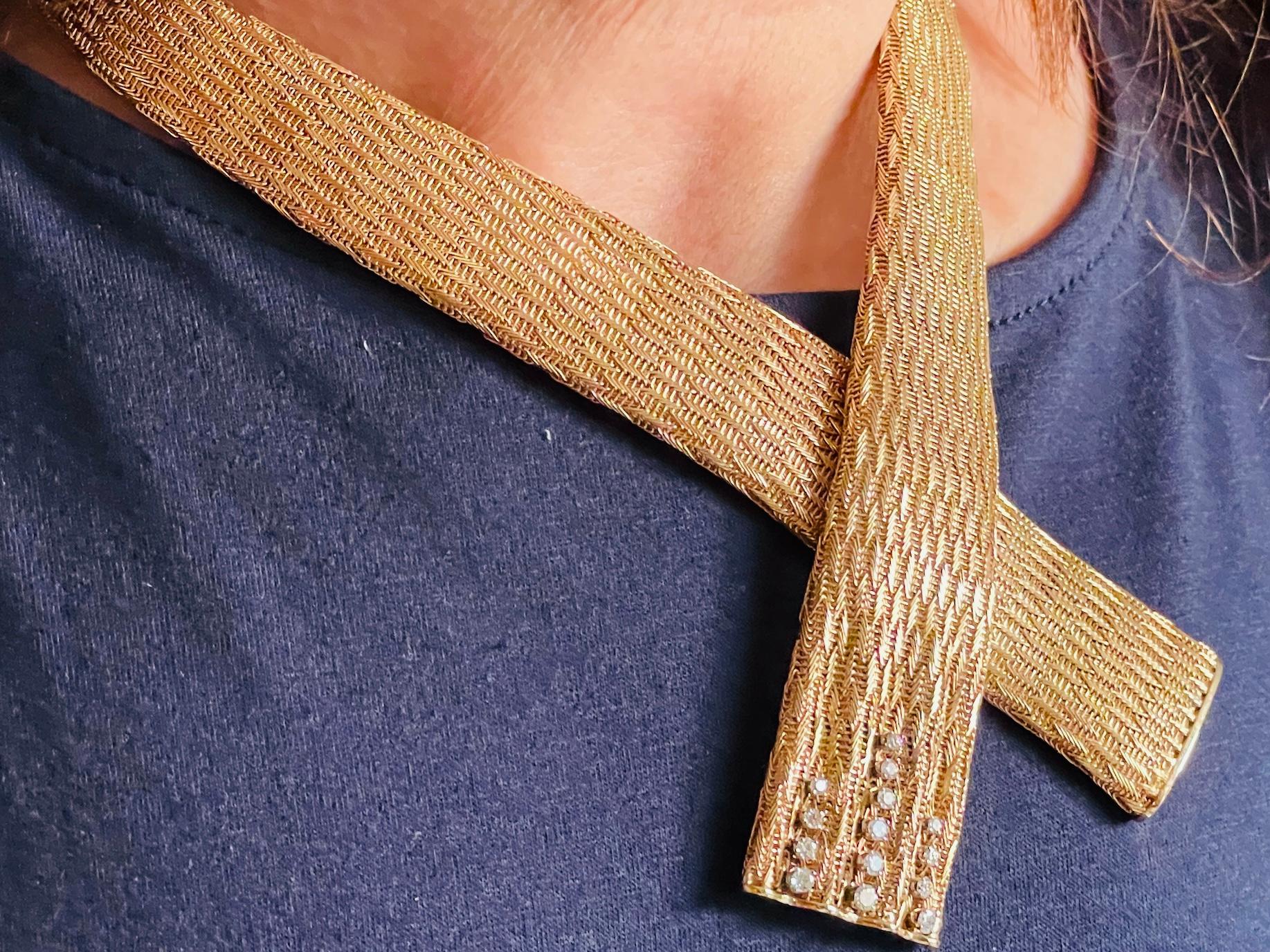 18 Karat Gold Diamanten Französischer Schal wie Halskette  im Angebot 7
