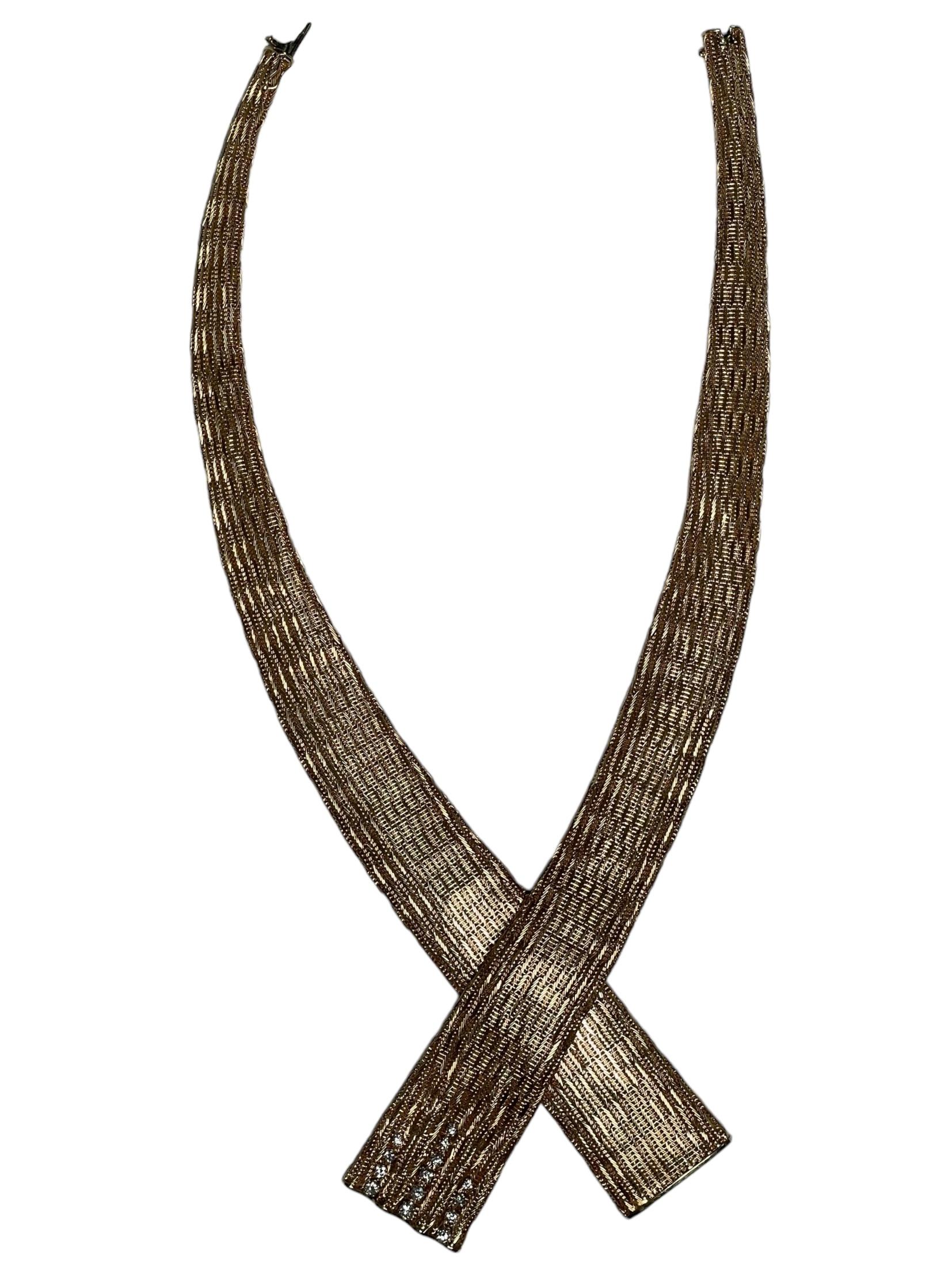 Collier en or 18 carats avec diamants en forme d'écharpe française en vente 14