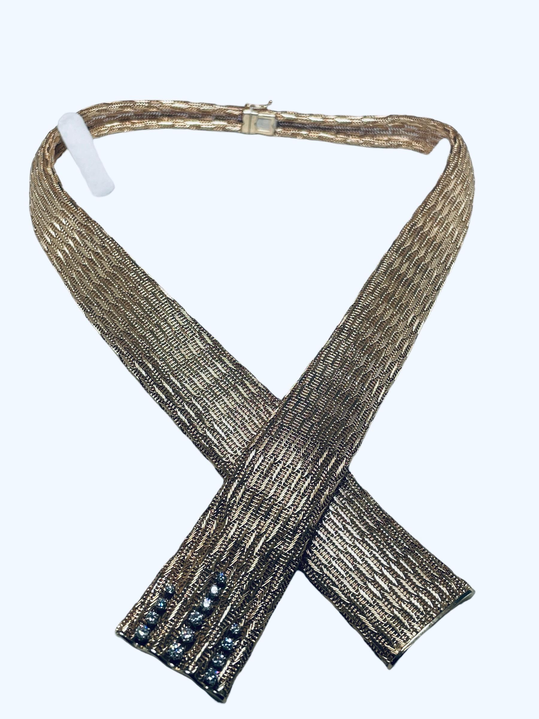 18 Karat Gold Diamanten Französischer Schal wie Halskette  im Angebot 1