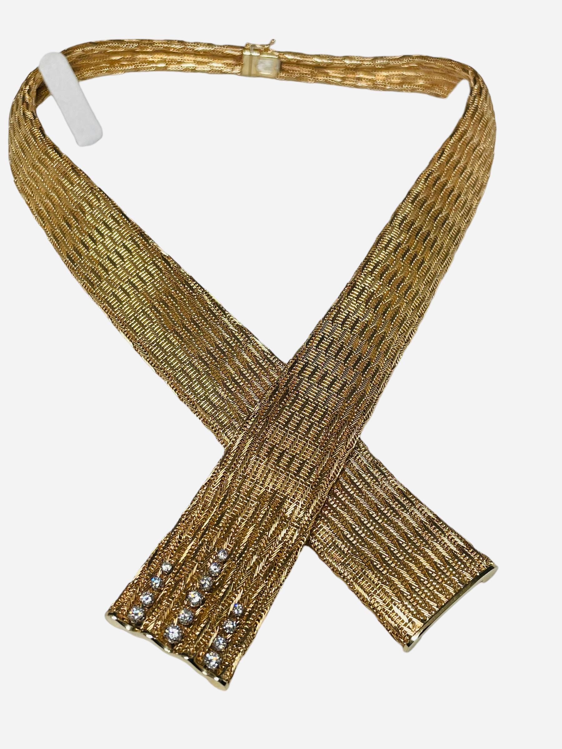 18 Karat Gold Diamanten Französischer Schal wie Halskette  im Angebot 2