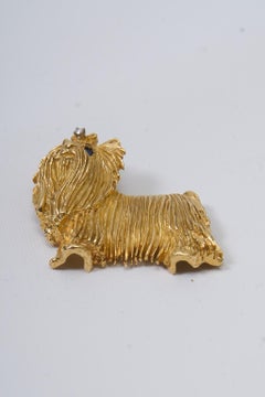 18K Gold Dog Brooch