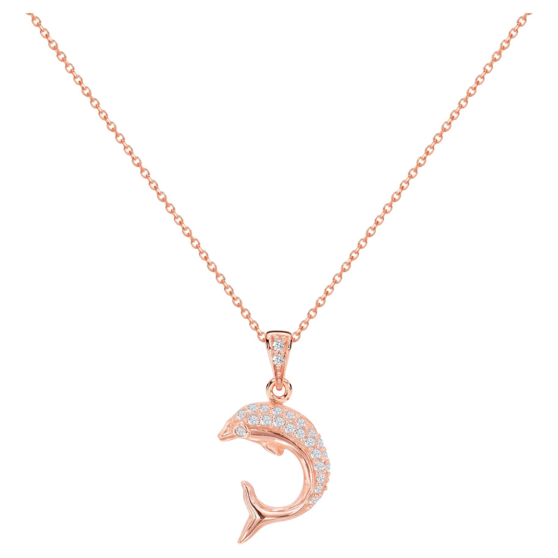 Collana di delfini in oro 18k Ciondolo marino nautico per delfini da spiaggia