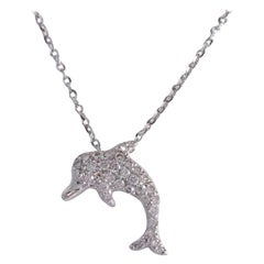 18k Gold Dolphin Necklace Sea Life Dolphin Pendant Nautical Ocean Jewelry