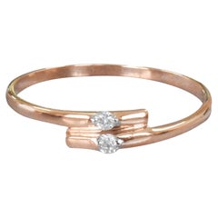 Bague double en or 18 carats avec deux diamants, bague à superposer