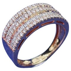 Bague Step-Cut double rangée en or 18 carats et diamants naturels