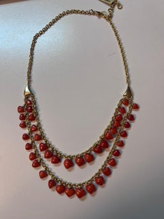 18K Gold Double-Strand Heart Charm Necklace - Micheletto