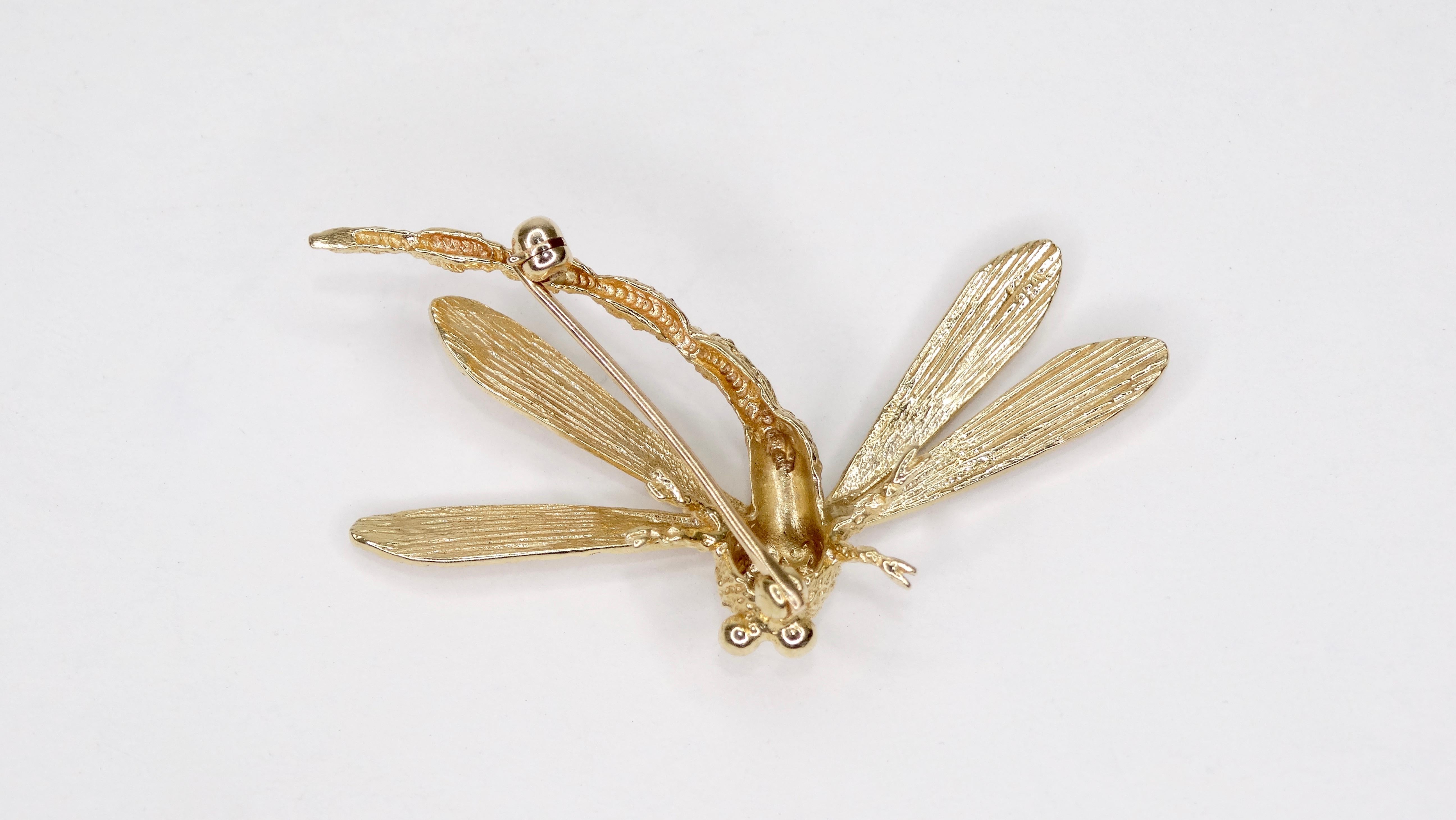 18k Gold Dragon Fly Brooch In Good Condition For Sale In Scottsdale, AZ