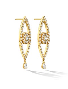 18 Karat Gold Drop Earrings with White Diamonds