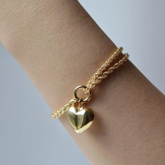 18K Gold Dual-Chain Bracelet with Heart Charm