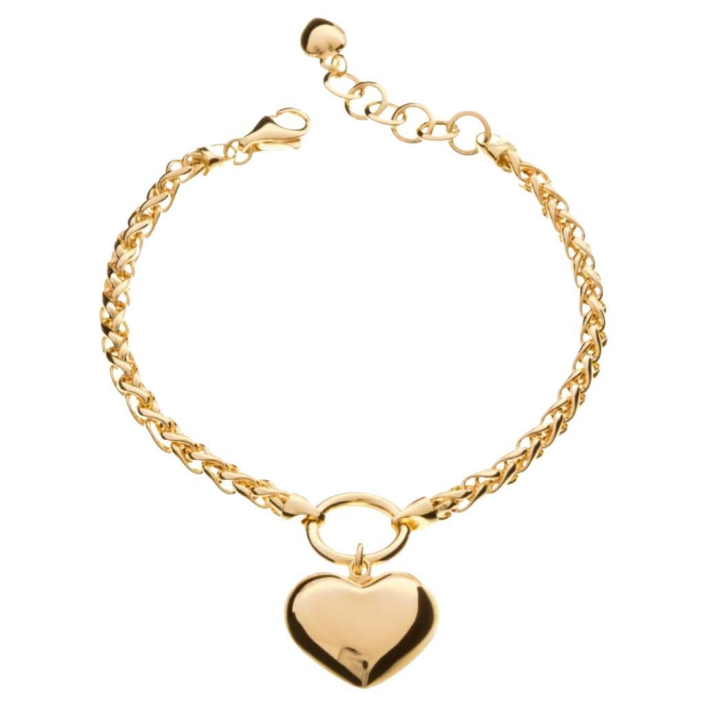 Bracciale a doppia catena in oro 18K con charme a cuore