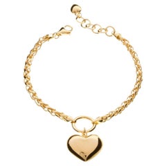 18K Gold Dual-Chain Bracelet with Heart Charm