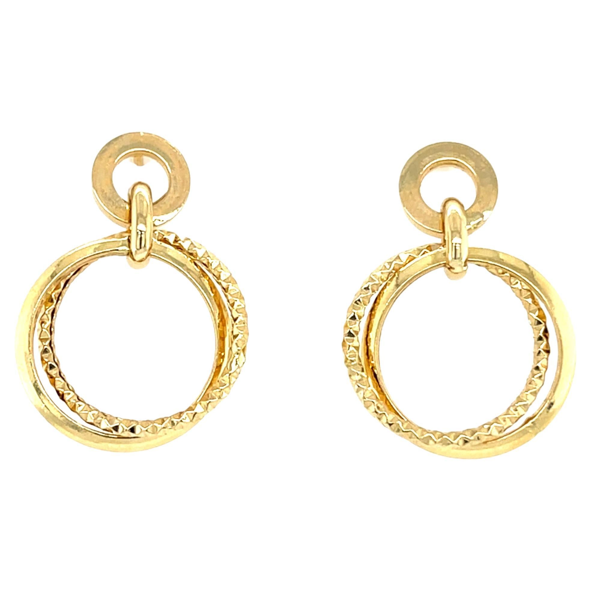 Modernista Orecchini a cerchio a doppia catena in oro 18K in vendita