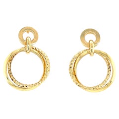 18K Gold Dual-Chain Circle Drop Earrings