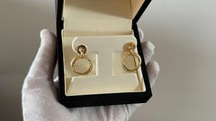 18K Gold Dual-Chain Circle Drop Earrings