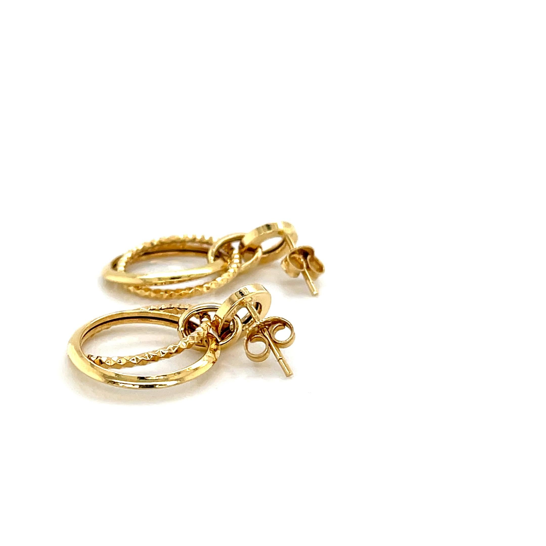 da uomo o donna Orecchini a cerchio a doppia catena in oro 18K in vendita