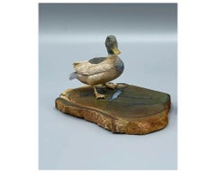 18k Gold Duck Carved Opal Hardstone Figure