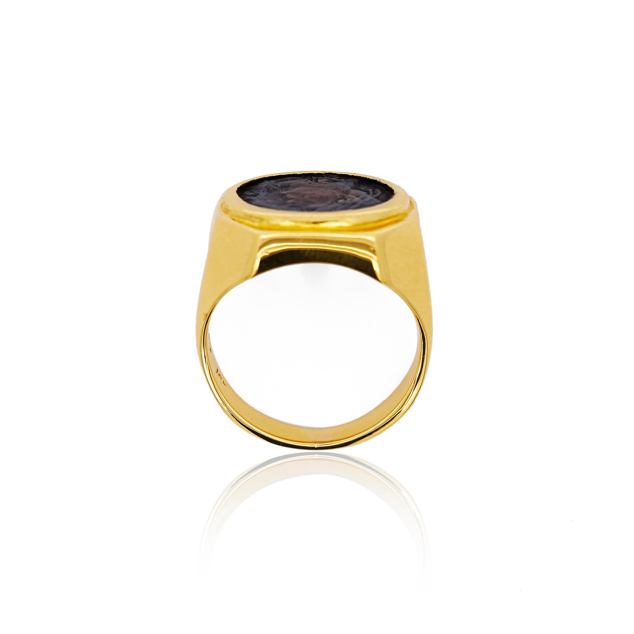 Anello da uomo con moneta biblica romana e paleocristiana in oro 18 carati in vendita 5
