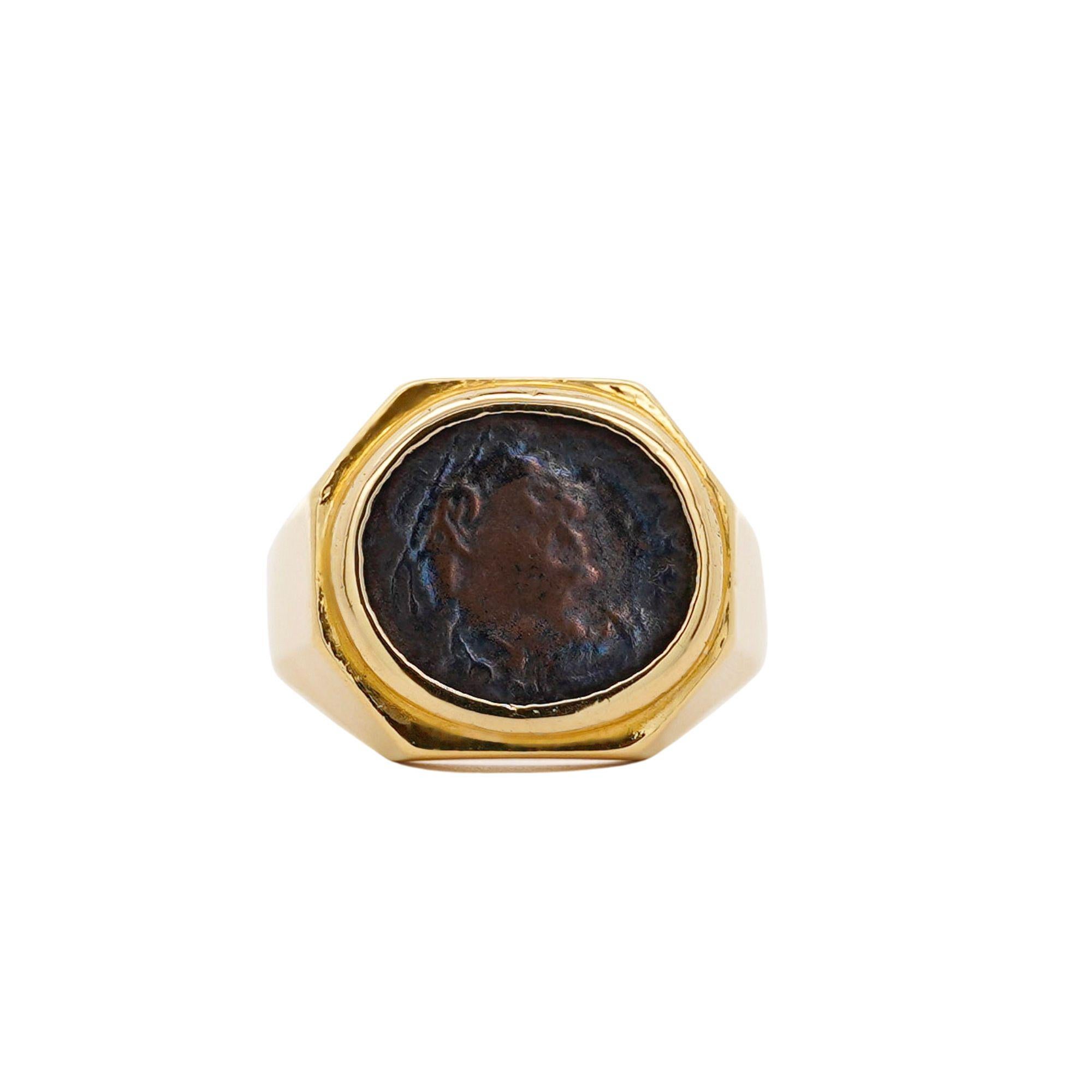 Anello da uomo con moneta biblica romana e paleocristiana in oro 18 carati in vendita 8