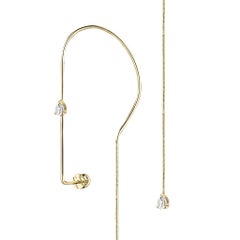 14k gold earring with pear-cut diamond