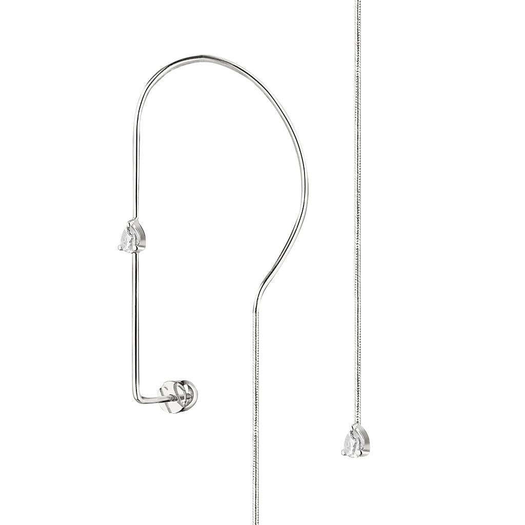 Moderne Boucle d'oreille en or 18k avec diamant taille poire en vente